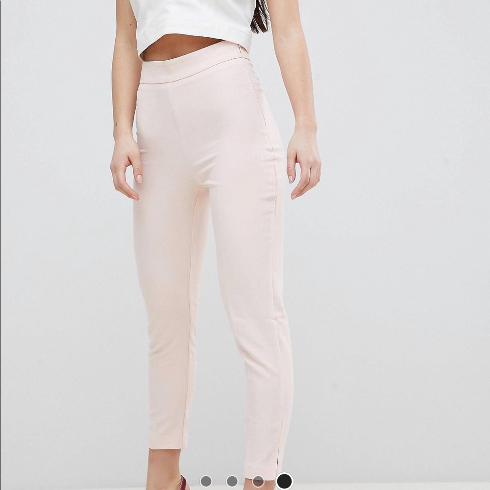 blush pink missguided petite peg pants